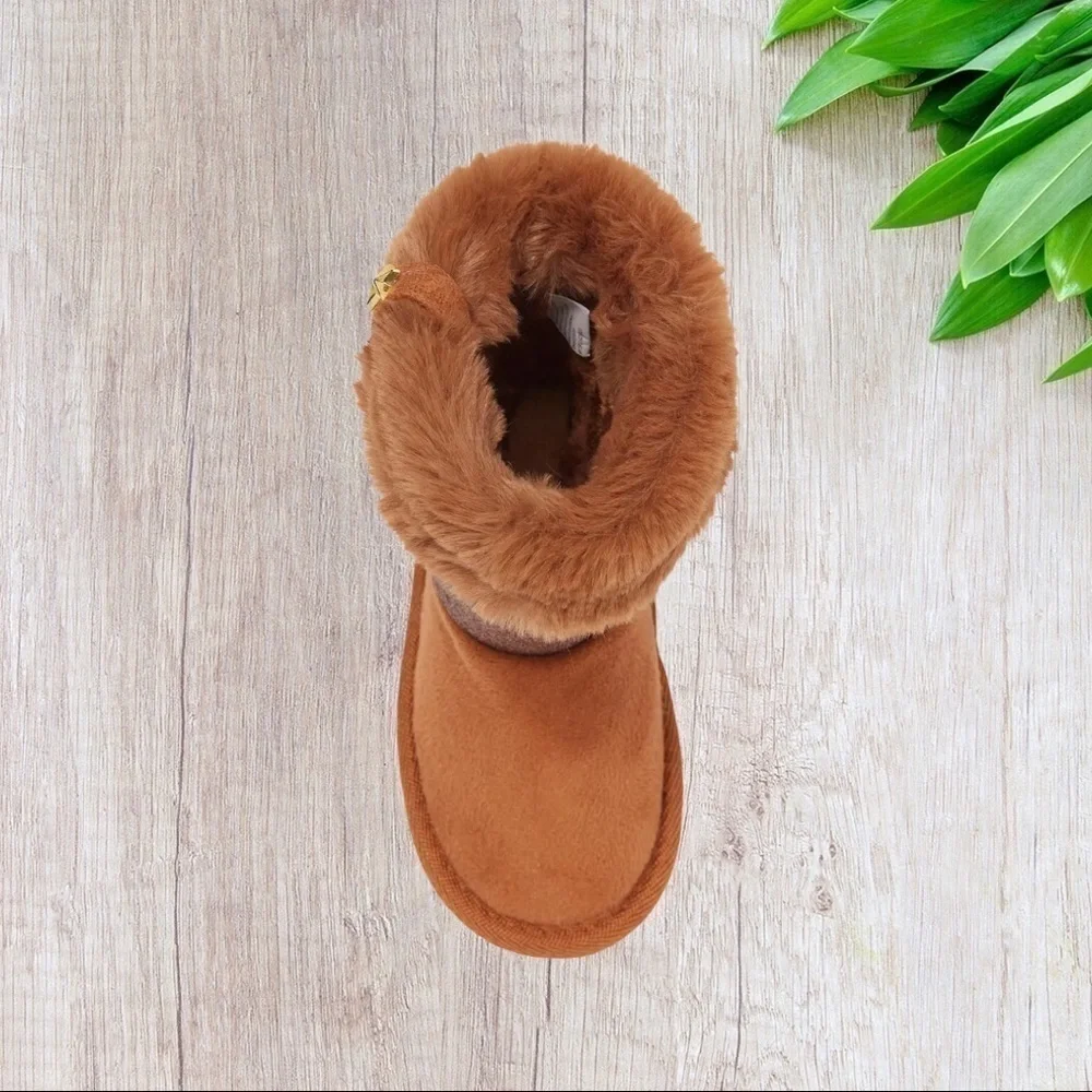 Rampage Faux Fur Trim Pull-On Boot in Cognac 9M Toddler